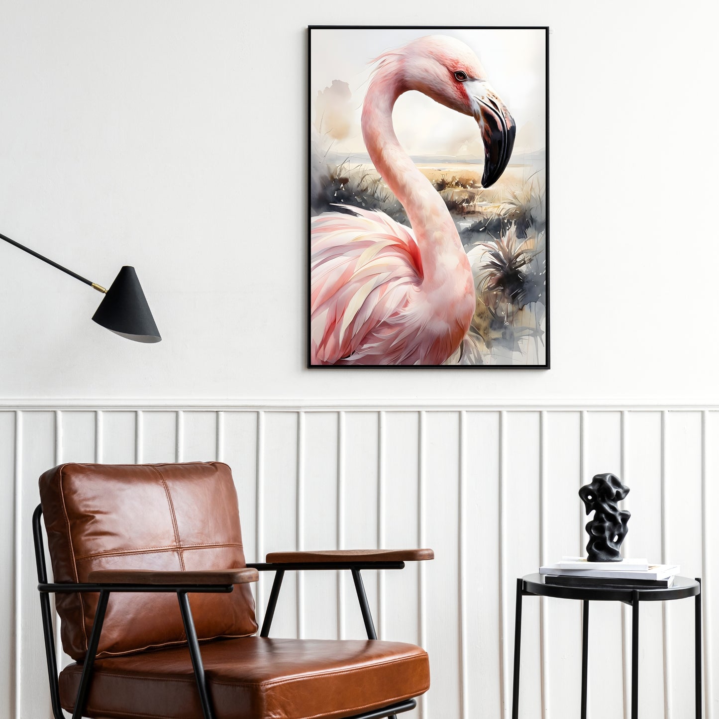 Watercolor Flamingo Wall Art – Printable Pink Bird Decor