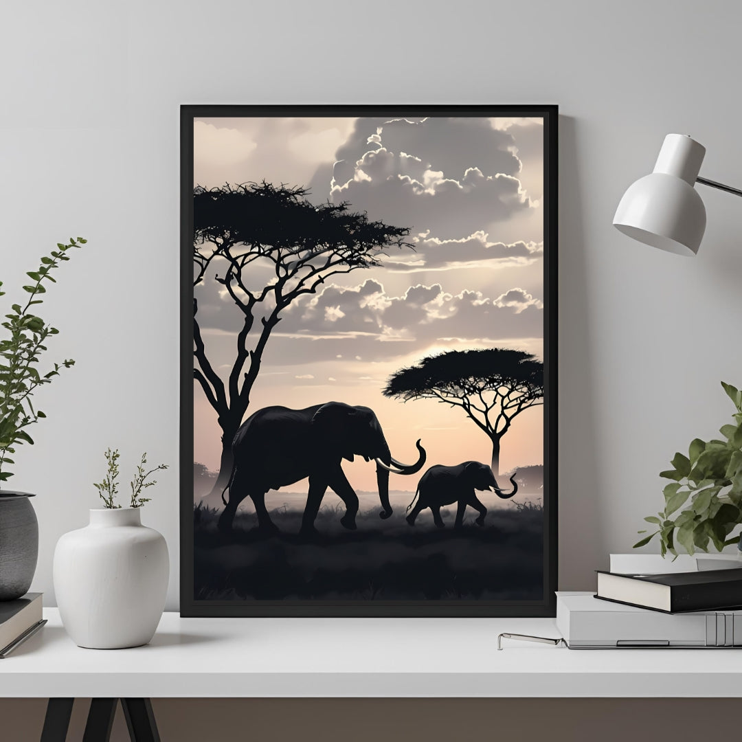 Wall Decor - Elephants in the Savannah | Downloadable Art Print