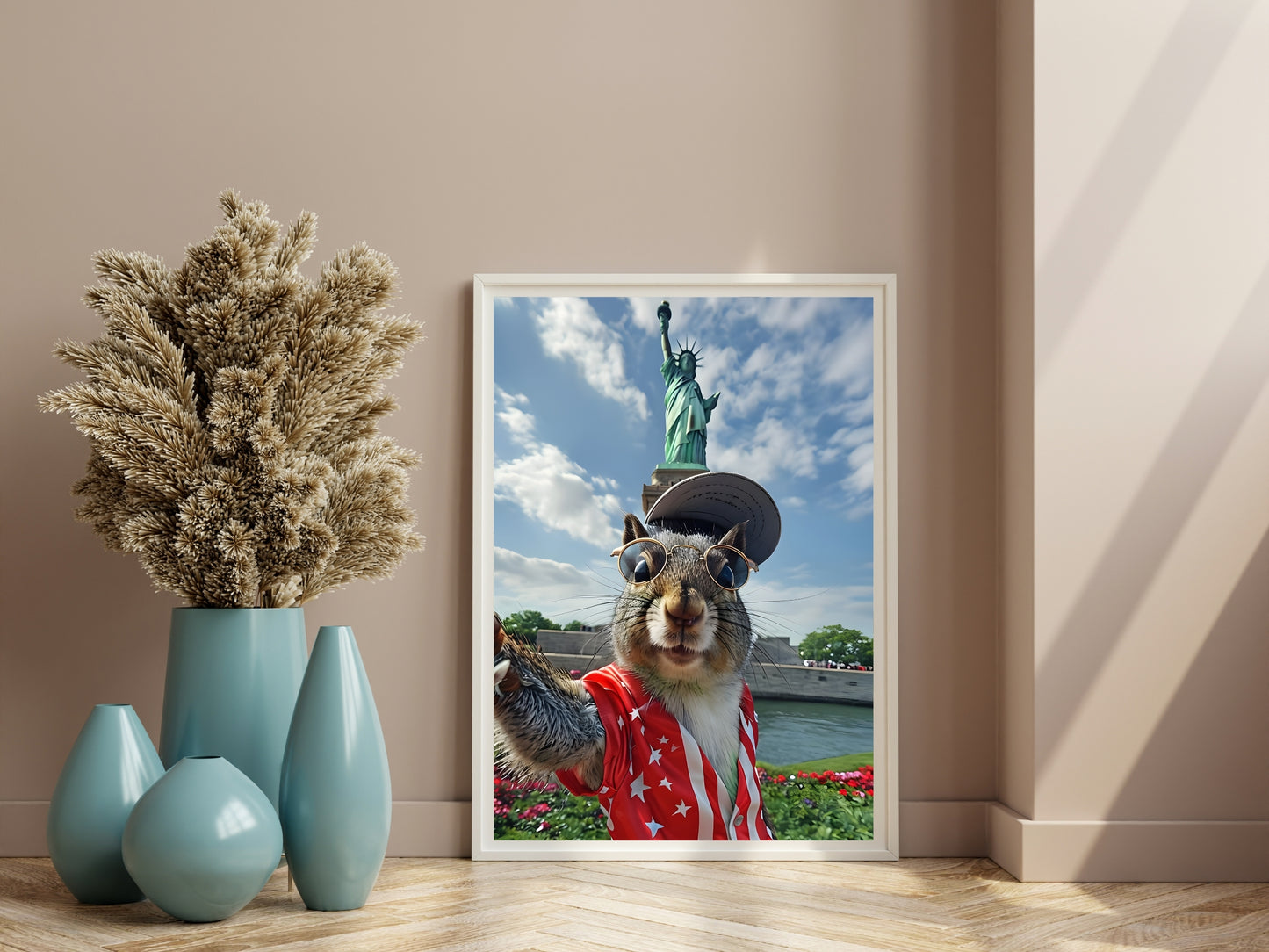 Traveler Squirrel Wall Art Set – Funny Animal Prints in Paris, New York, and Pisa
