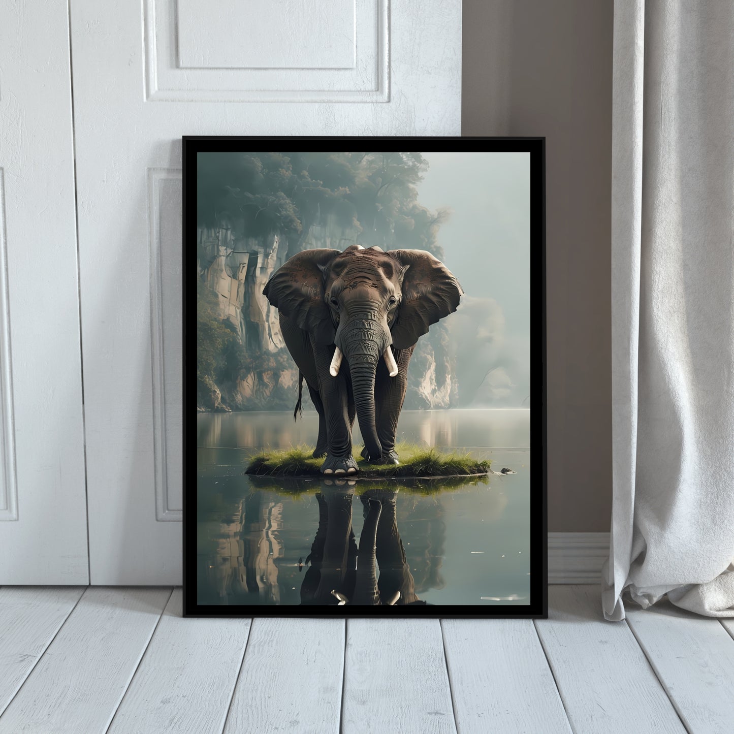 Majestic Elephant Art Print | The King of the Lake