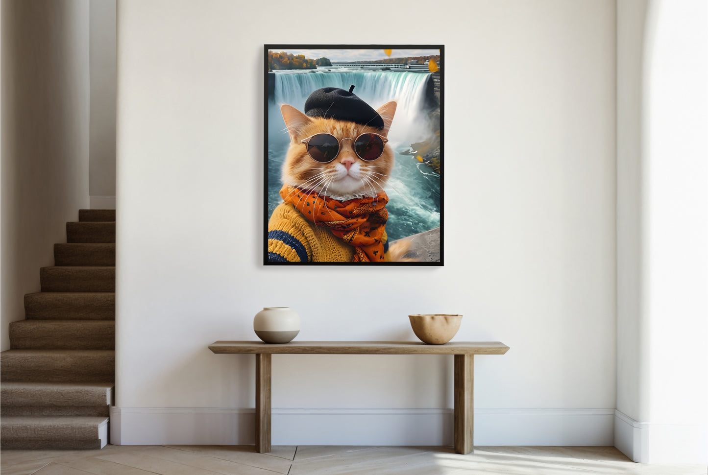 Niagara Falls Cat Digital Art Print | Travel Wall Decor