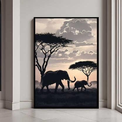 Wall Decor - Elephants in the Savannah | Downloadable Art Print