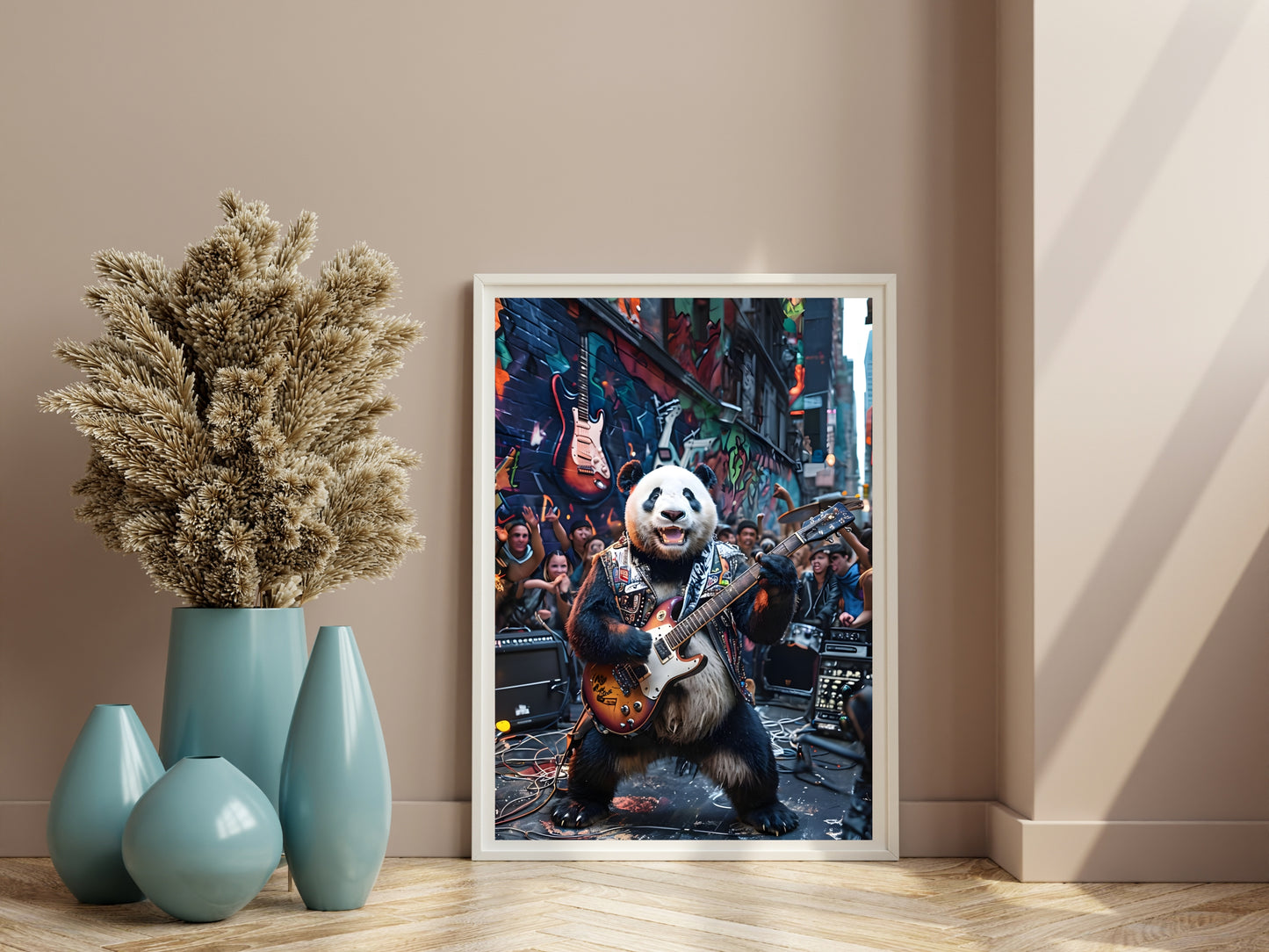 Rockstar Panda Wall Art – Funny Guitar Animal Print for Music & Animal Lovers