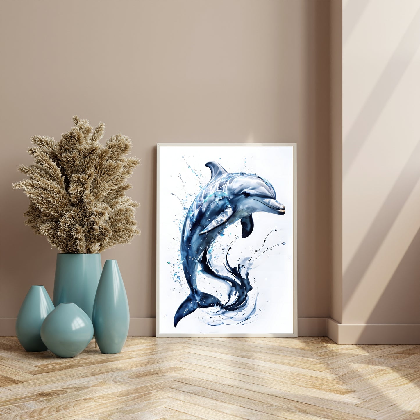 Watercolor Dolphin Art Print – Ocean-Inspired Digital Wall Decor