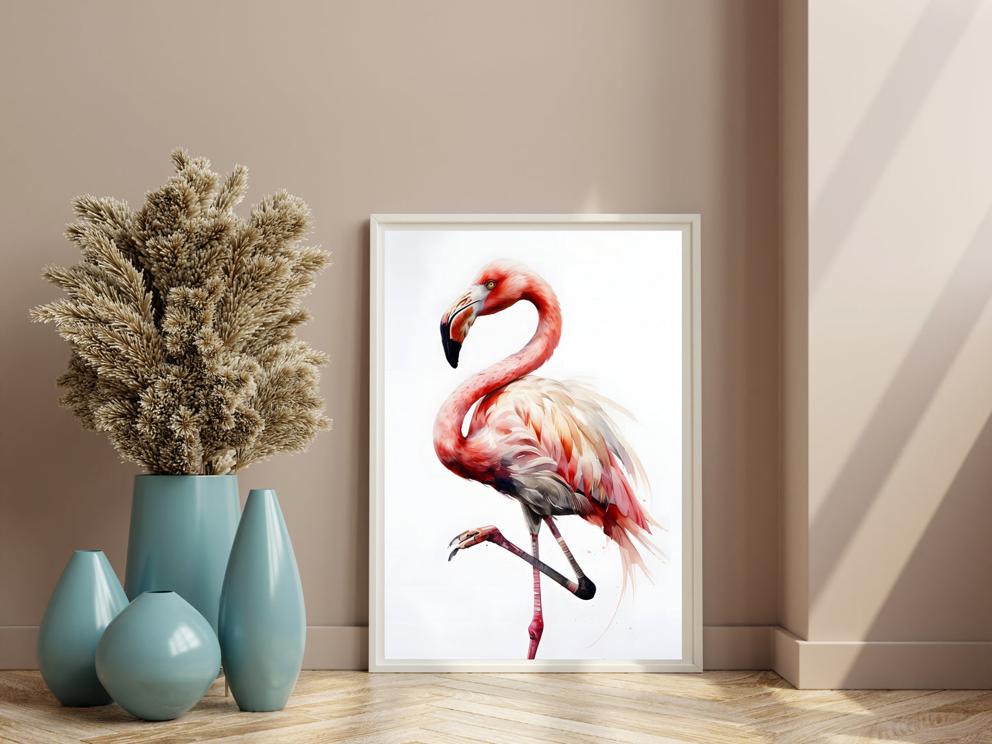 Elegant Flamingo Watercolor Printable Art – Digital Wall Decor