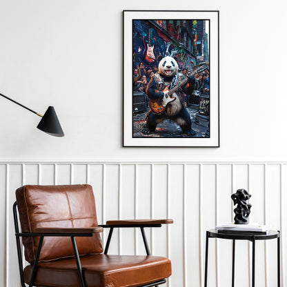 Rockstar Panda Wall Art – Funny Guitar Animal Print for Music & Animal Lovers