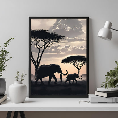 Wall Decor - Elephants in the Savannah | Downloadable Art Print