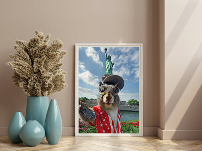 Traveler Squirrel Wall Art Set – Funny Animal Prints in Paris, New York, and Pisa