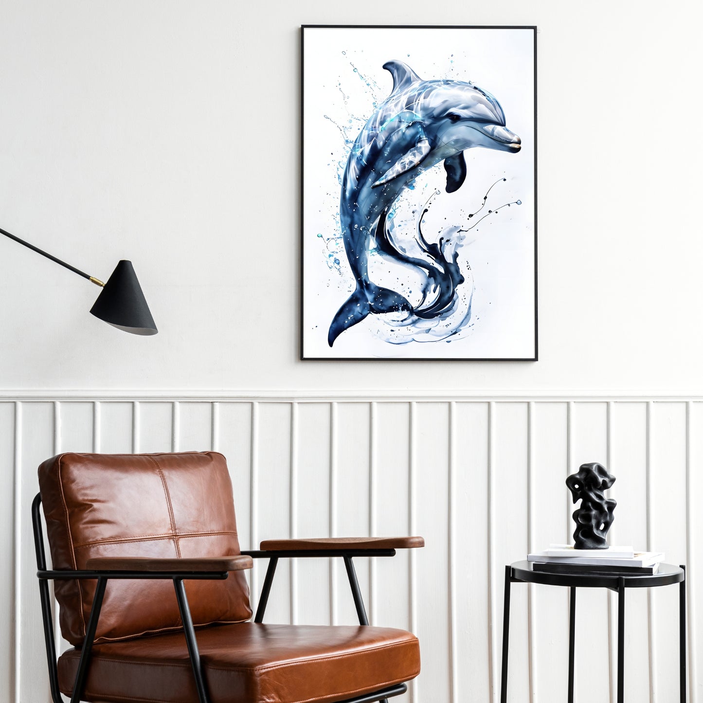 Watercolor Dolphin Art Print – Ocean-Inspired Digital Wall Decor