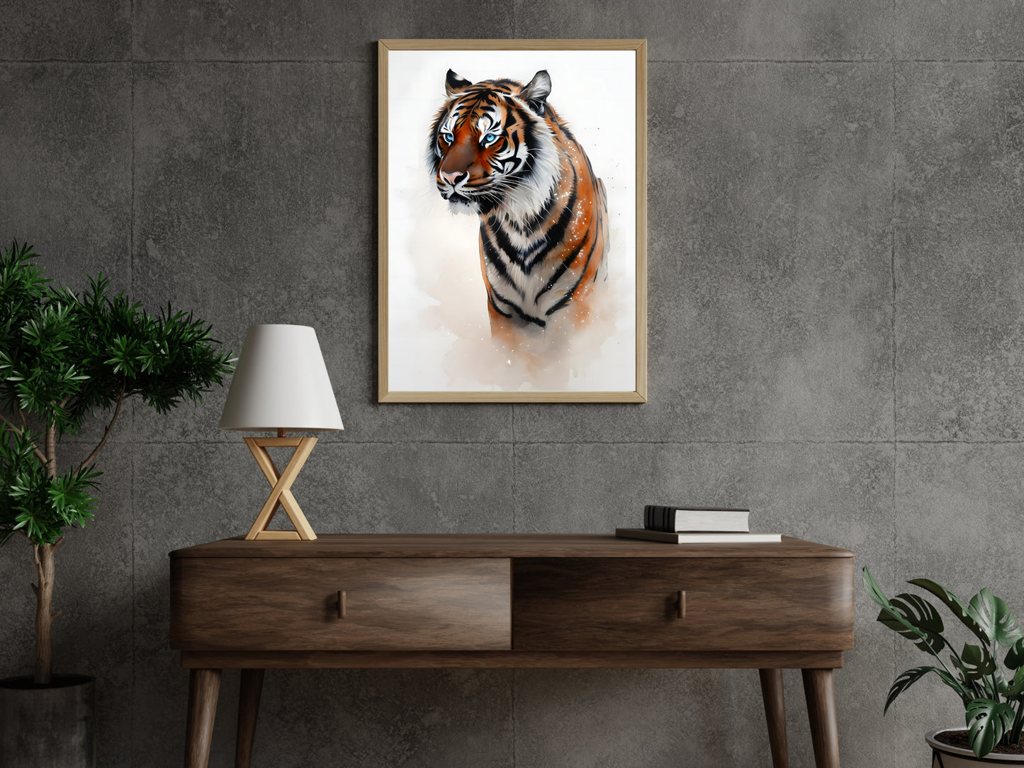 Majestic Tiger Watercolor Wall Art – Digital Download