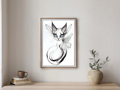 Mystical Cat Printable – Ethereal Digital Fantasy Decor