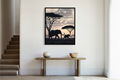 Wall Decor - Elephants in the Savannah | Downloadable Art Print