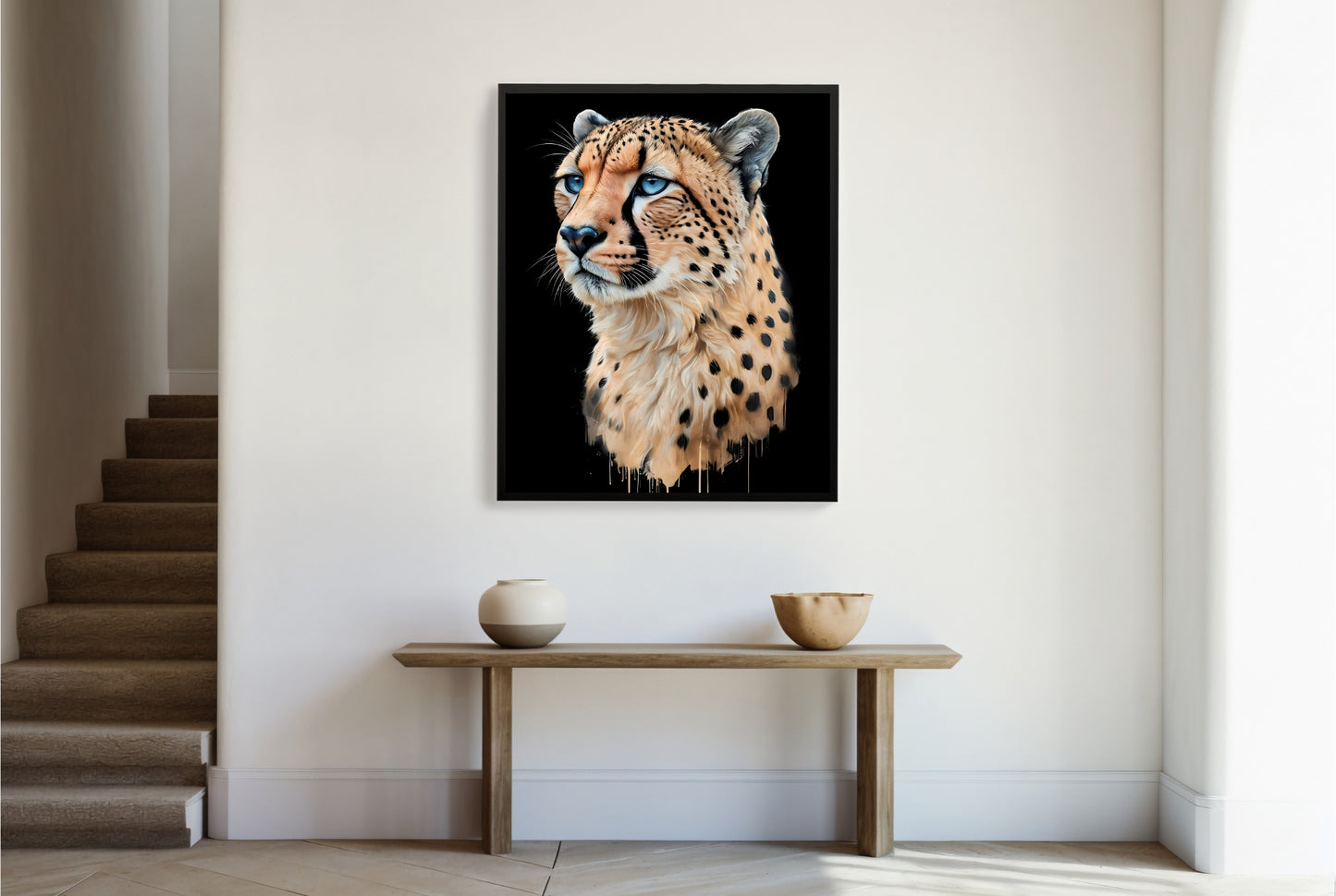 Majestic Cheetah Art Print | Blue Eyes Wildlife Decor