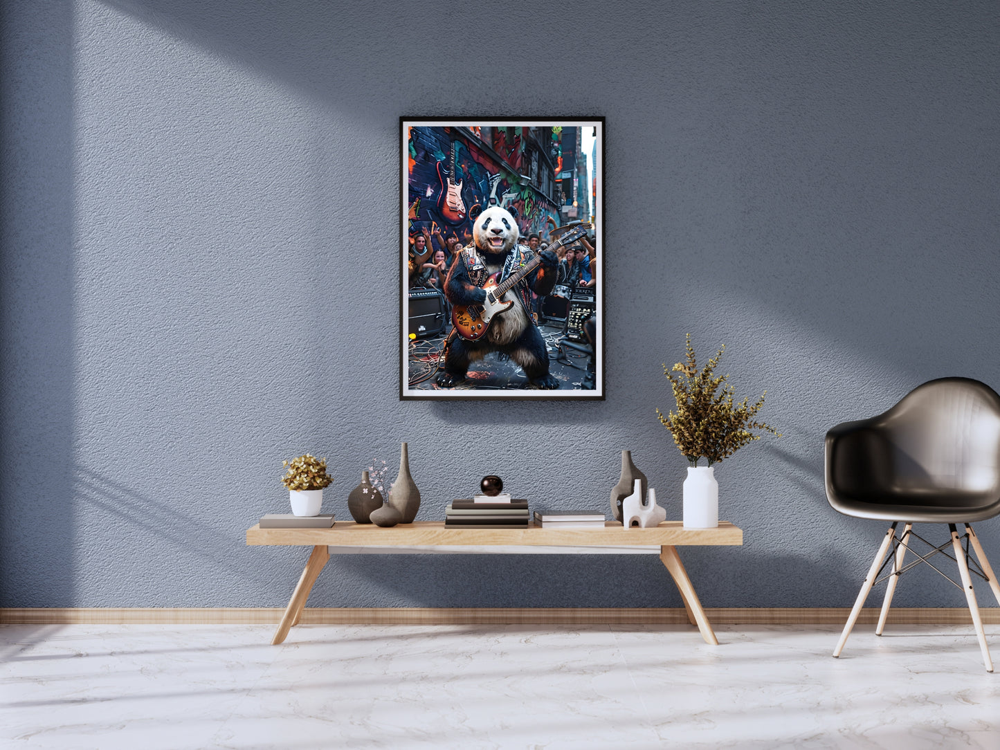 Rockstar Panda Wall Art – Funny Guitar Animal Print for Music & Animal Lovers
