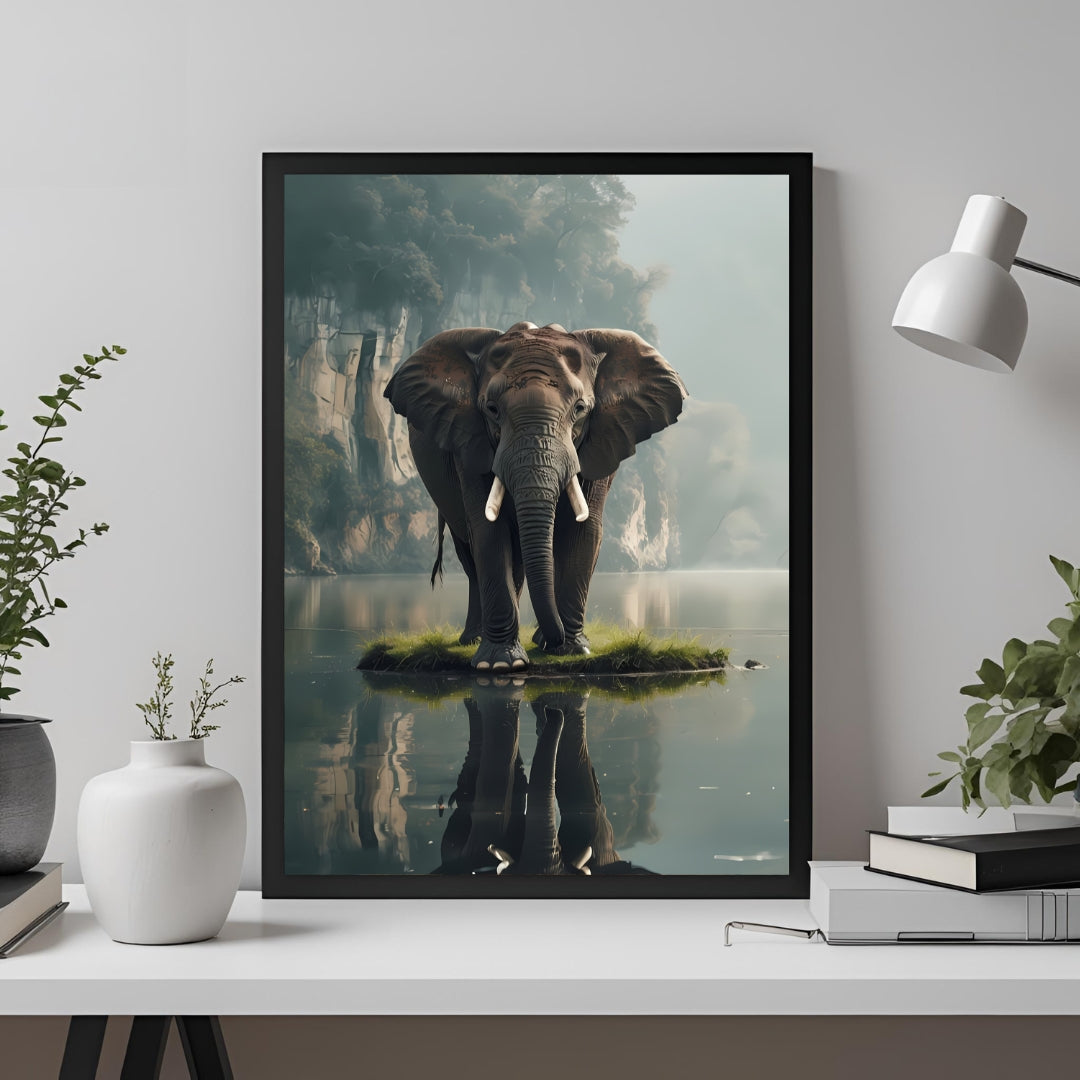 Majestic Elephant Art Print | The King of the Lake