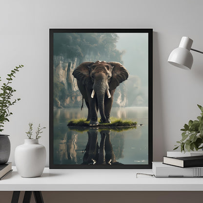 Majestic Elephant Art Print | The King of the Lake