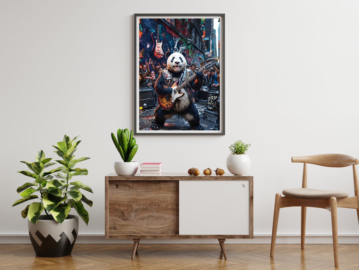 Rockstar Panda Wall Art – Funny Guitar Animal Print for Music & Animal Lovers