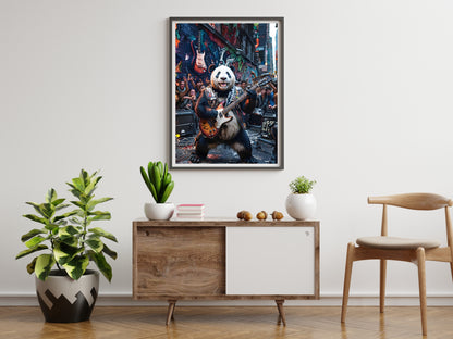 Rockstar Panda Wall Art – Funny Guitar Animal Print for Music & Animal Lovers