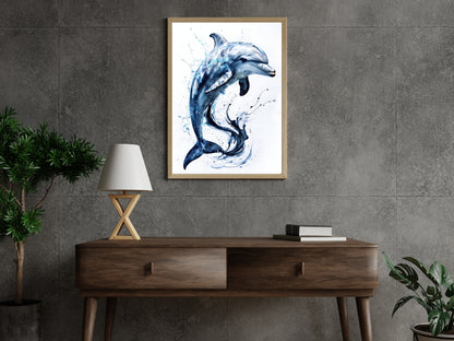 Watercolor Dolphin Art Print – Ocean-Inspired Digital Wall Decor