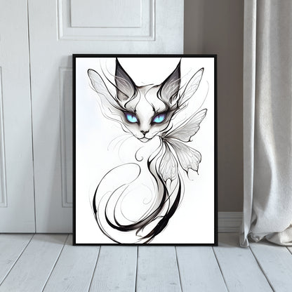 Mystical Cat Printable – Ethereal Digital Fantasy Decor