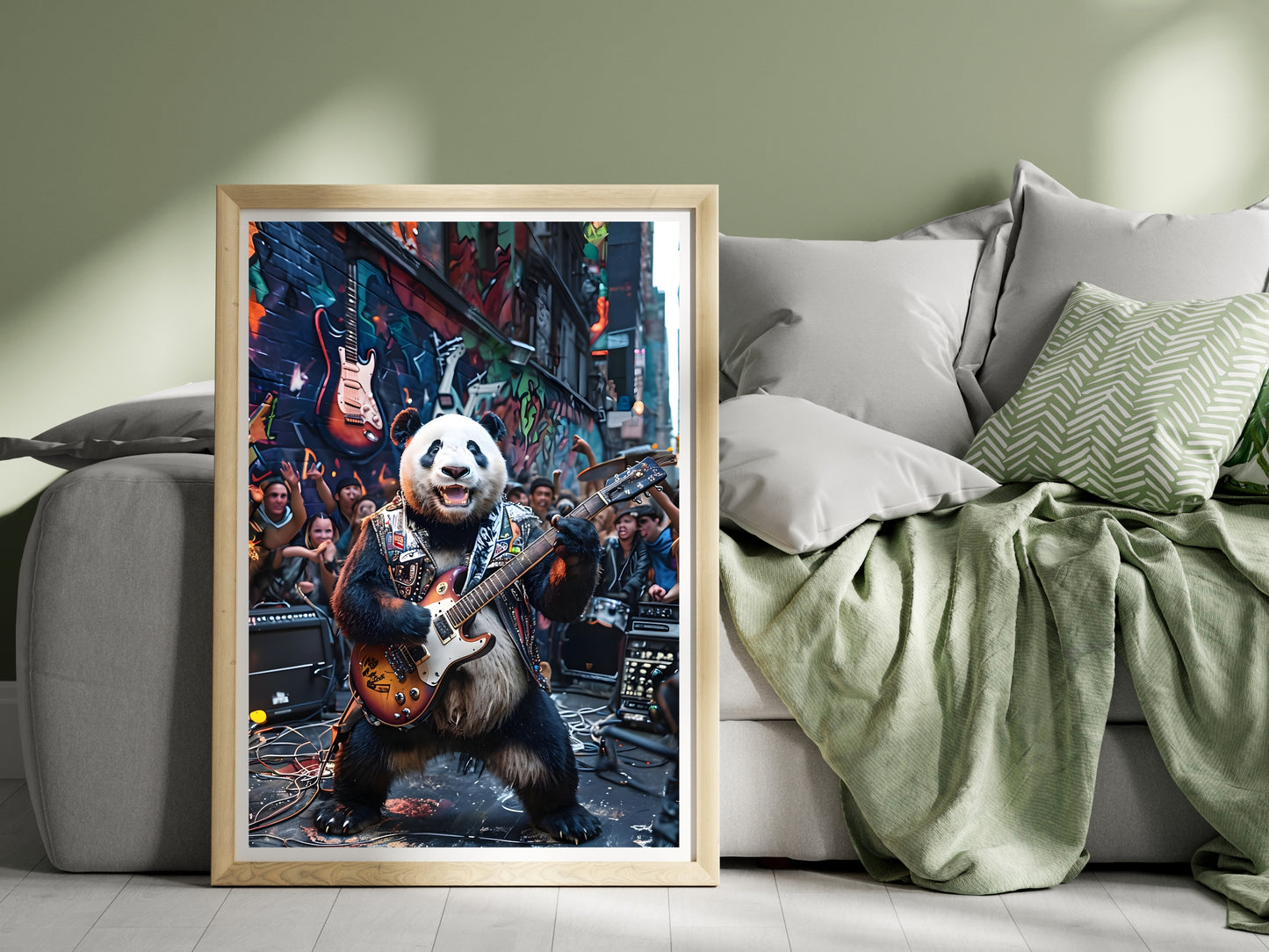 Rockstar Panda Wall Art – Funny Guitar Animal Print for Music & Animal Lovers