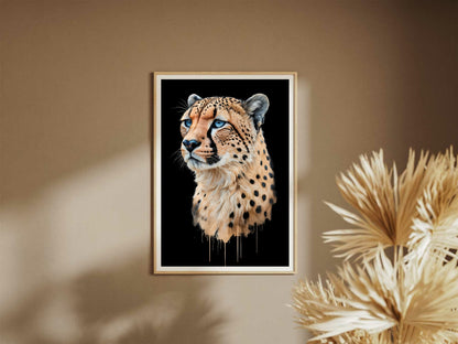 Majestic Cheetah Art Print | Blue Eyes Wildlife Decor