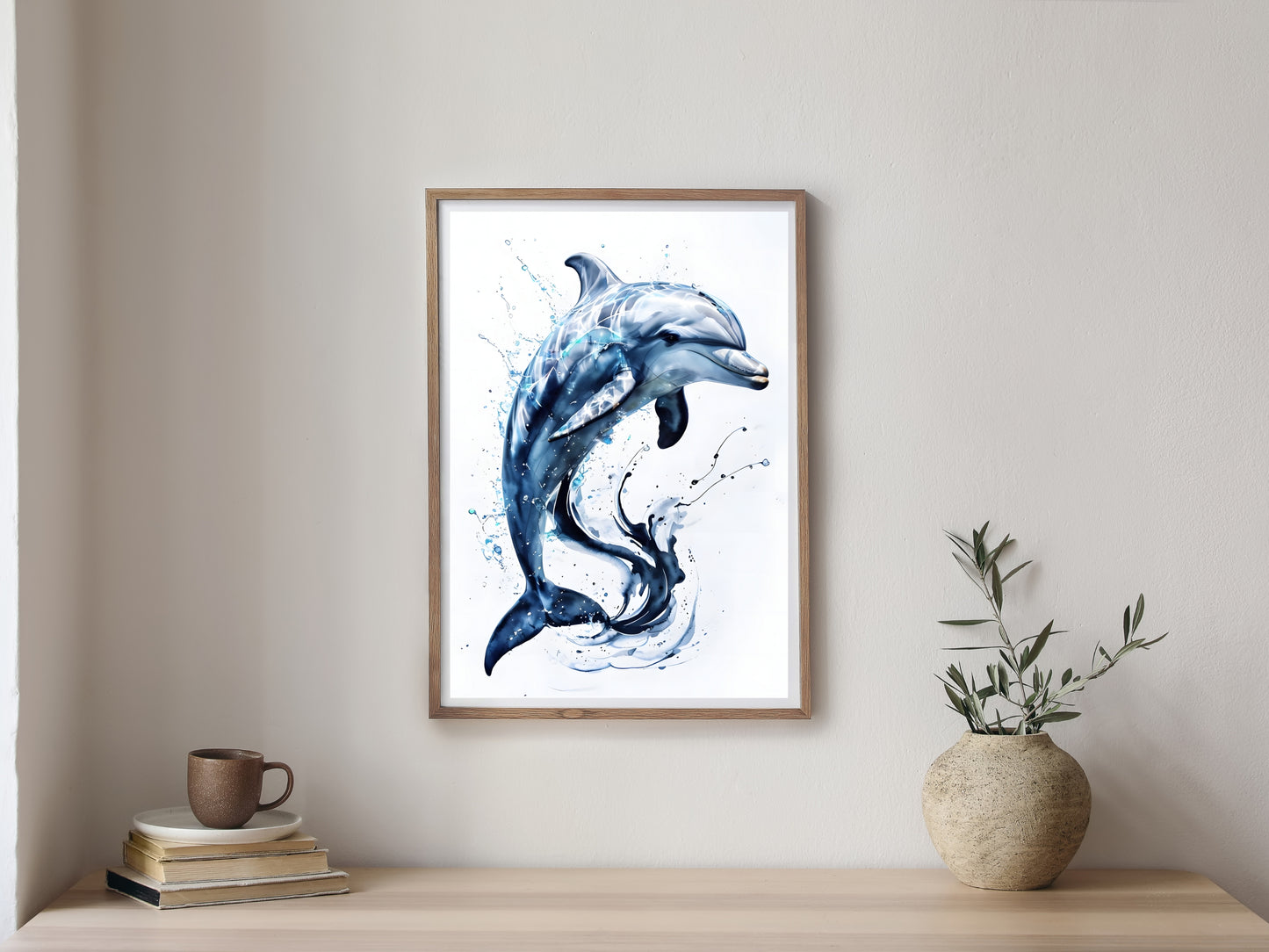 Watercolor Dolphin Art Print – Ocean-Inspired Digital Wall Decor