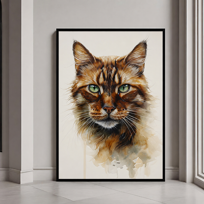 Majestic Tabby Cat | Pet Art for Cat Lovers | Warm Watercolor