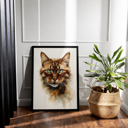 Majestic Tabby Cat | Pet Art for Cat Lovers | Warm Watercolor