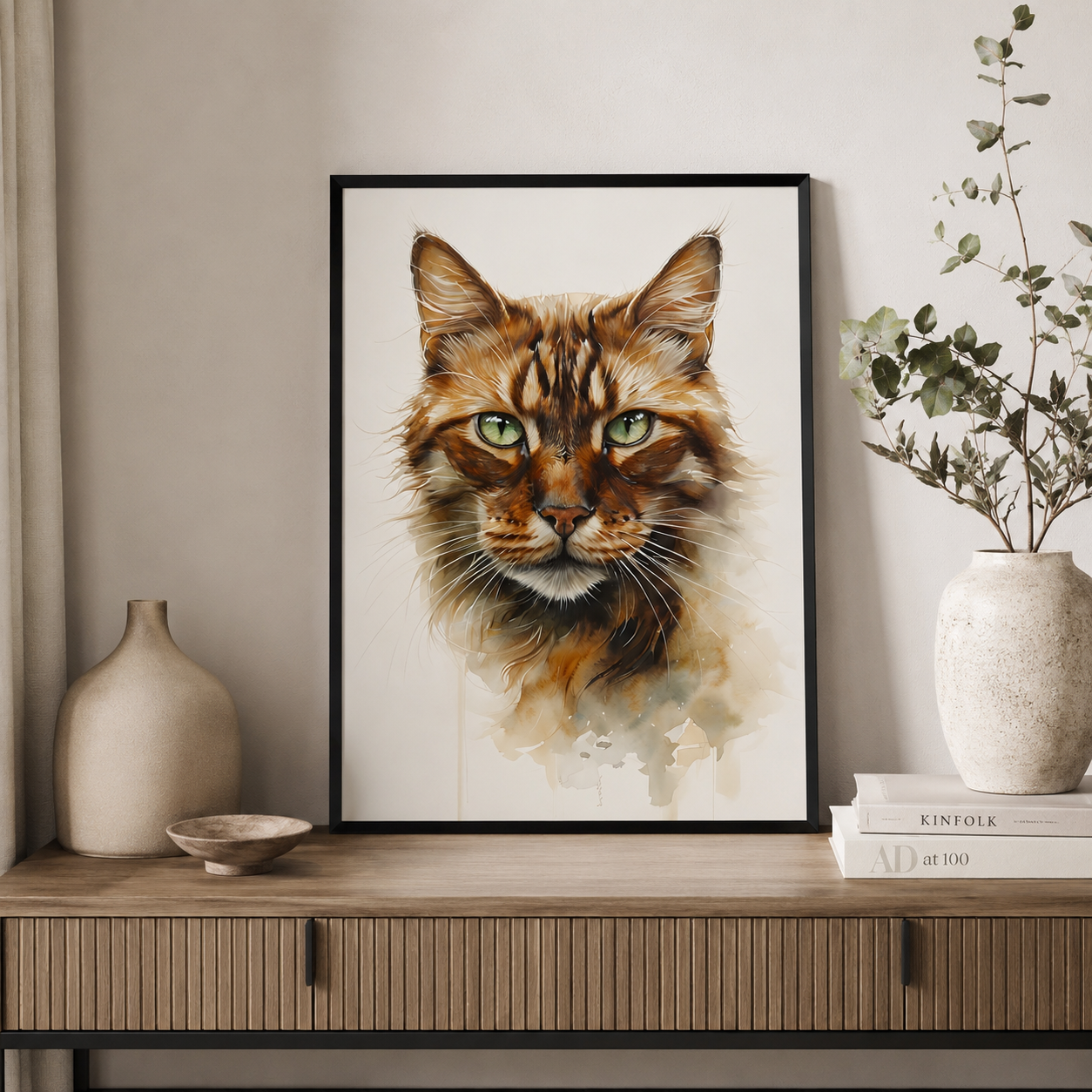 Majestic Tabby Cat | Pet Art for Cat Lovers | Warm Watercolor