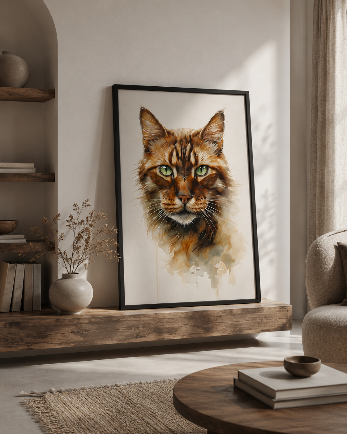 Majestic Tabby Cat | Pet Art for Cat Lovers | Warm Watercolor