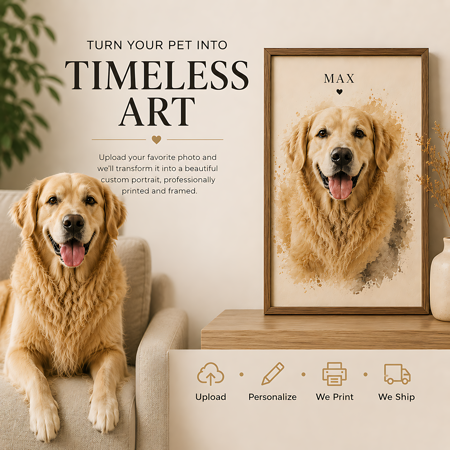 Custom Pet Portrait | Personalized Framed Wall Art