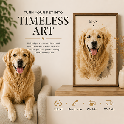 Custom Pet Portrait | Personalized Framed Wall Art