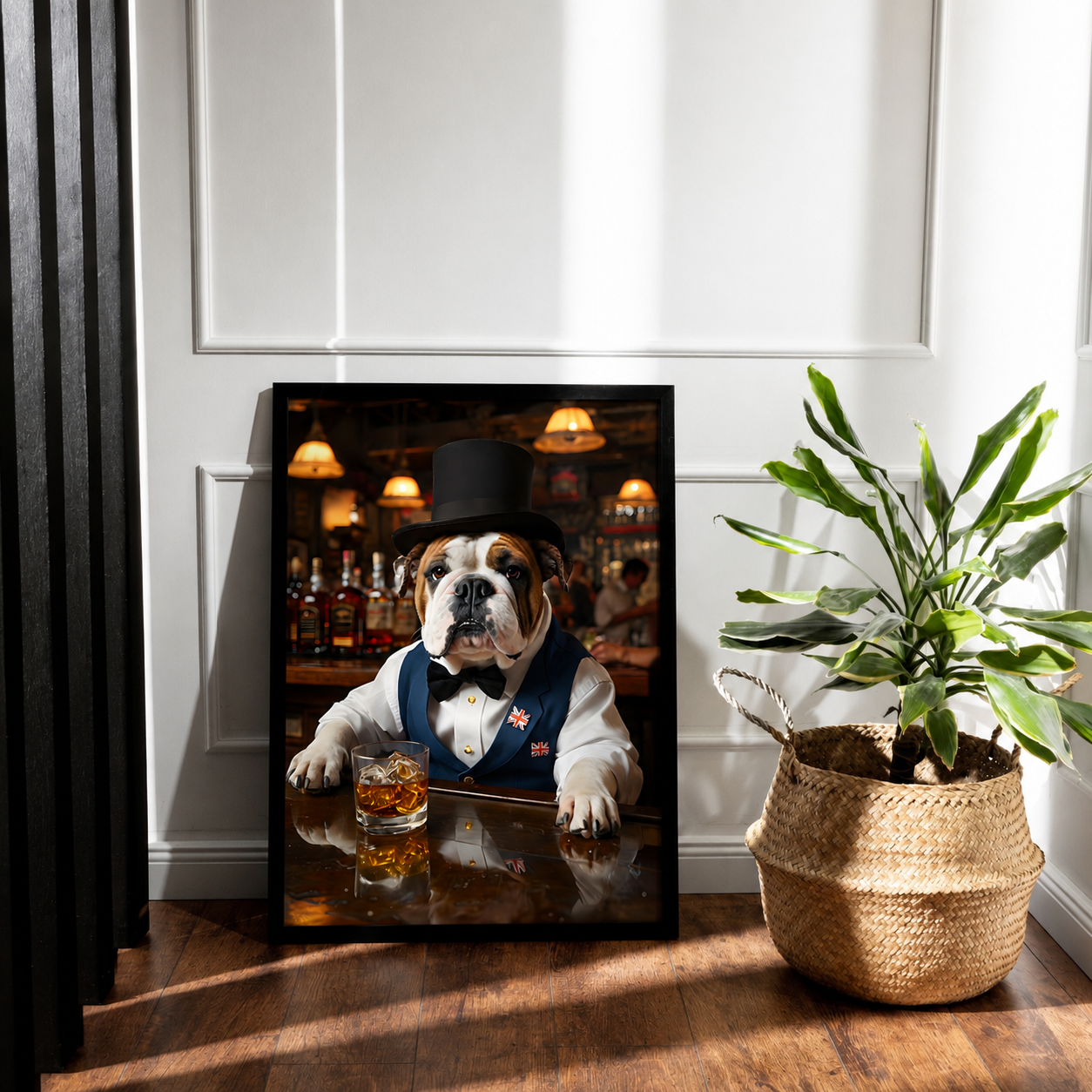 Gentleman Bulldog Bartender | Quirky Bar & Pub Decor | Humorous Pet Art