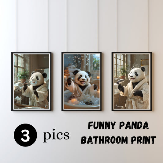 Funny Panda Bathroom Art – Set of 3 Prints