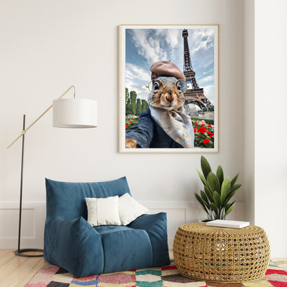 Chic Squirrel in Paris | Eiffel Tower Art