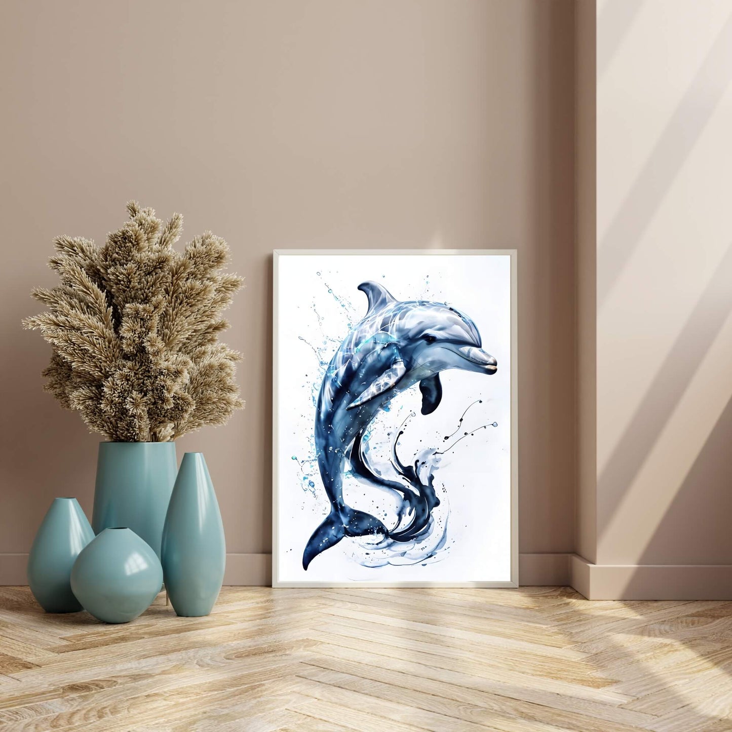 Abstract blue dolphin painting


