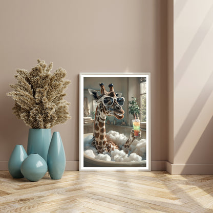 A unique statement piece of an animal in a bathtub, suitable for bathroom or bar cart decor.