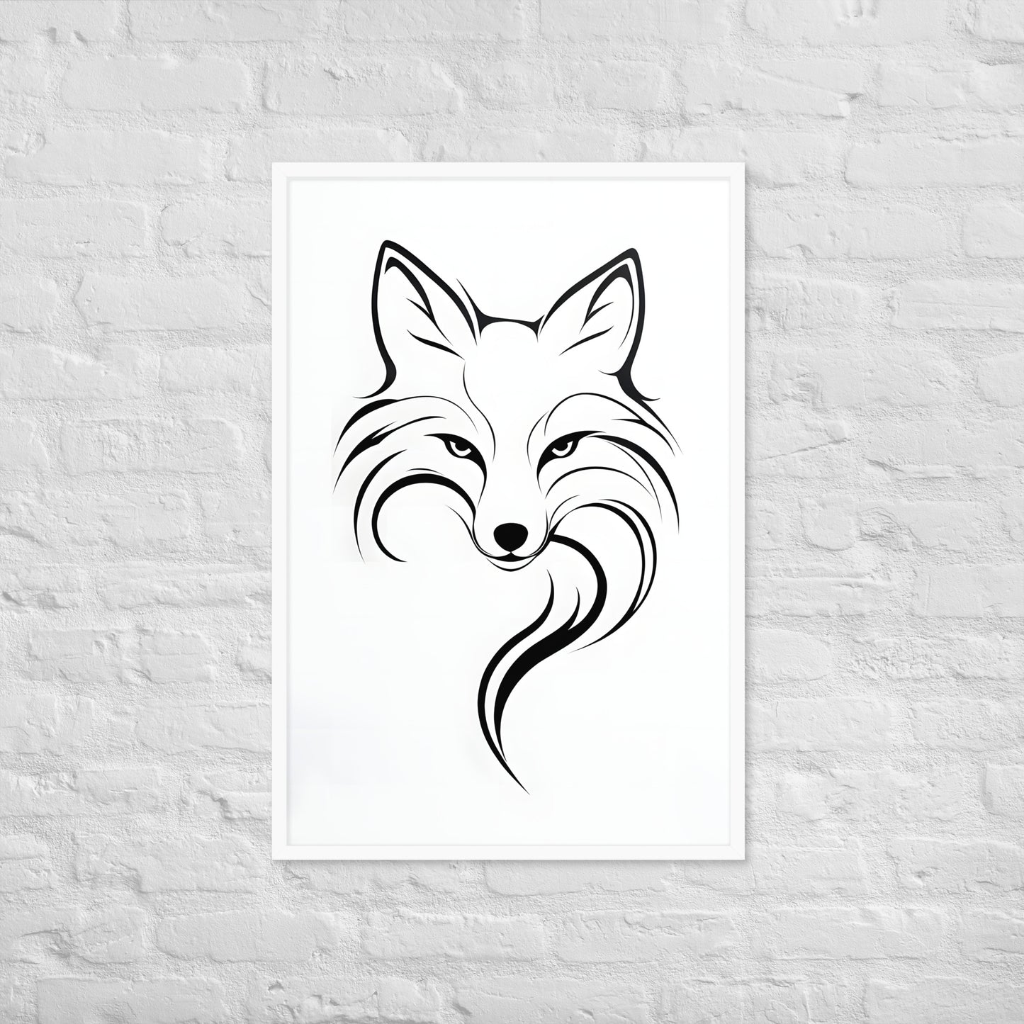 An angled shot of the framed fox print, highlighting the detail and making it a great gift for any animal lover.
