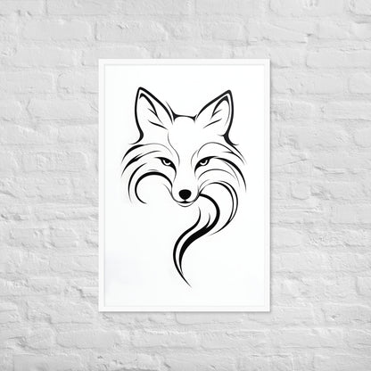 An angled shot of the framed fox print, highlighting the detail and making it a great gift for any animal lover.