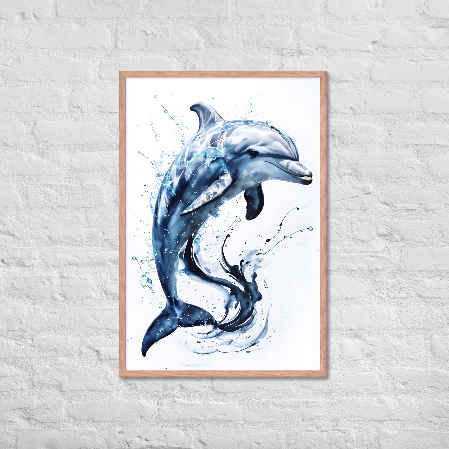 A refreshing and dynamic piece of watercolor art, ideal for a beach house or bathroom wall.