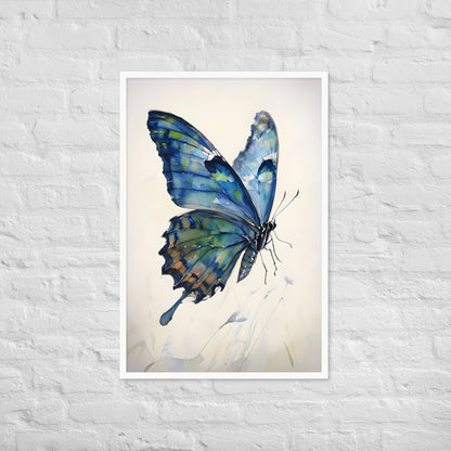 A piece emphasizing the butterfly as a symbol of transformation and delicate beauty in blue and green tones.