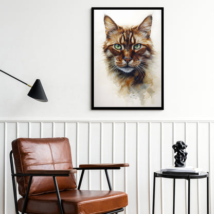Majestic Tabby Cat | Pet Art for Cat Lovers | Warm Watercolor