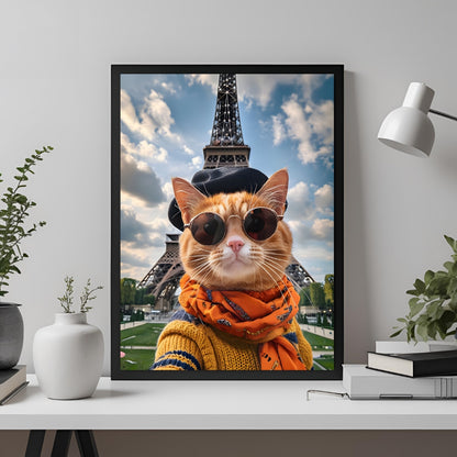 Traveler Cat – Set of 3 Whimsical Wall Art Prints (Paris, Niagara, London)