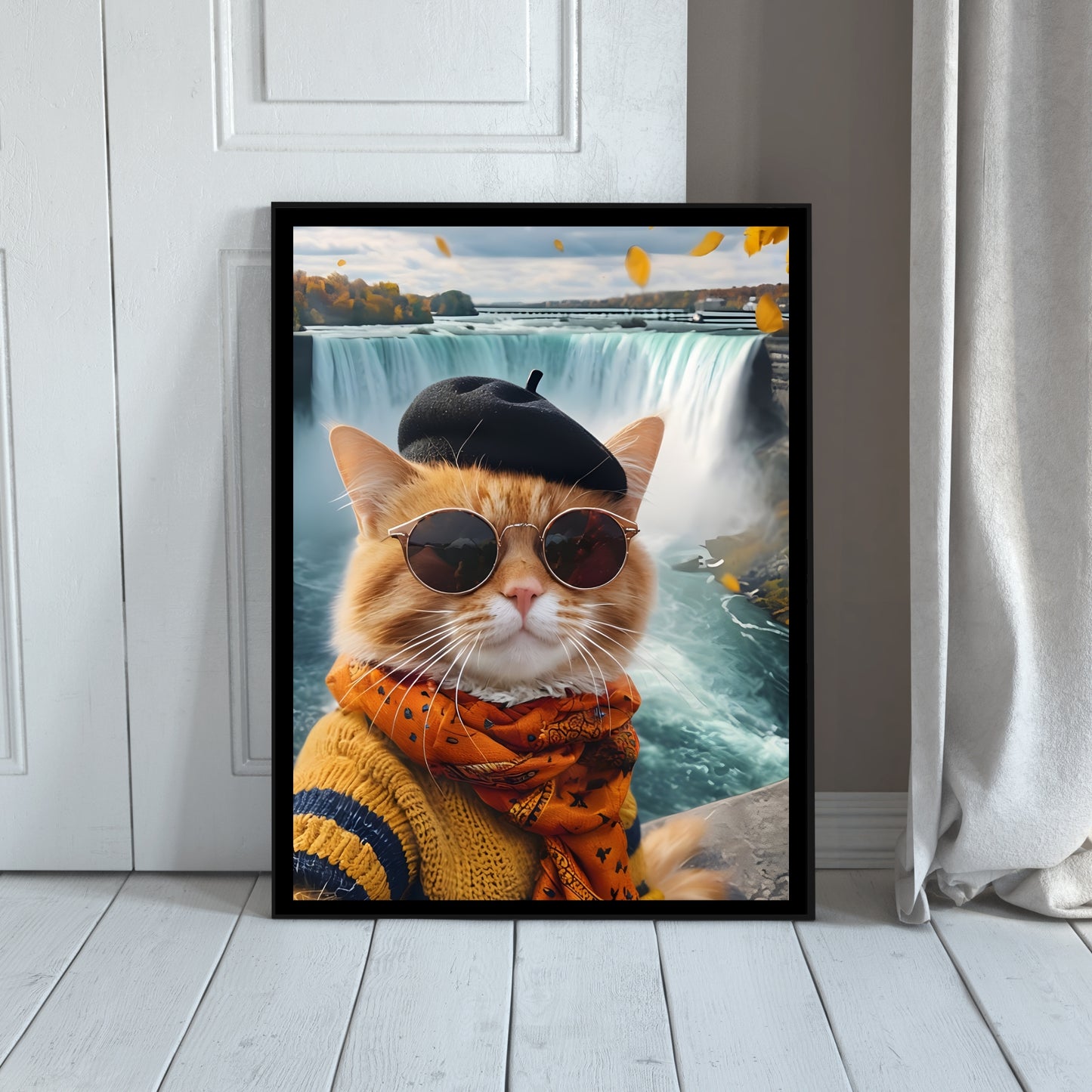 Niagara Falls Cat Digital Art Print | Travel Wall Decor