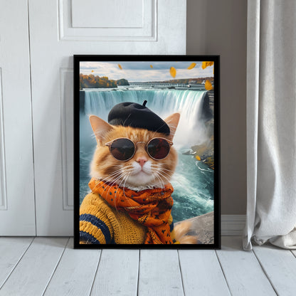 Niagara Falls Cat Digital Art Print | Travel Wall Decor