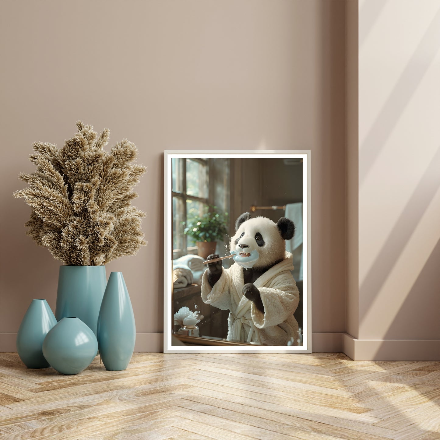 A charming and cute animal print, perfect for unique bathroom or powder room decor.