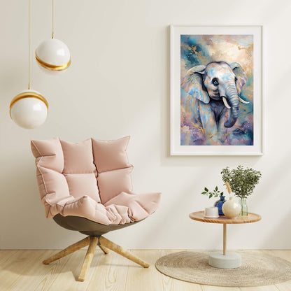 Colorful elephant portrait wall decor in a unique watercolor style.

