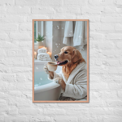 A portrait blending whimsical humor with sophisticated, cozy interior design.