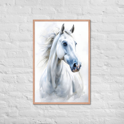 A close-up shot of the watercolor horse print, showing the fine details and graceful style, suited for equestrian art enthusiasts.

